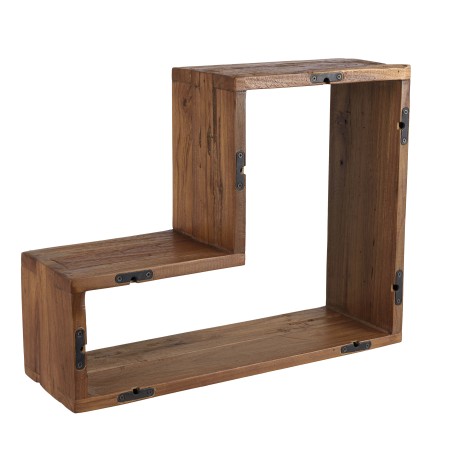 SIXTINE Brown L-shaped Wall Shelf - Recycled Teak Wood - Trendy Decor