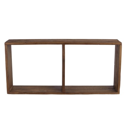 SIXTINE Rectangular Brown Wall Shelf - Recycled Teak Wood - 2 Niches