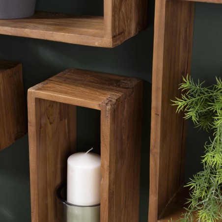Étagère murale SIXTINE en bois teck recyclé