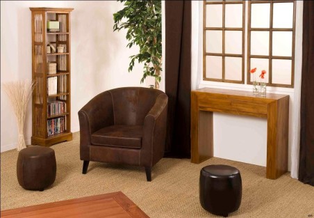 Étagère bibliothèque marron 45 cm bois teck