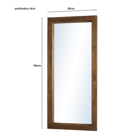 SIXTINE - Brown Rectangular Teak Mirror, 180 x 80 cm