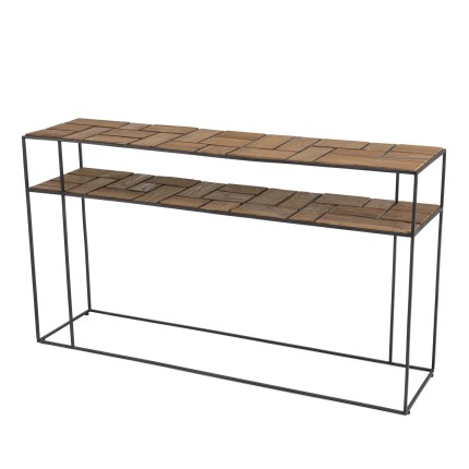 Console SIXTINE teck clair métal noir