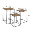 SIXTINE - Set of 3 Nesting Side Tables with Recycled Teak Trays