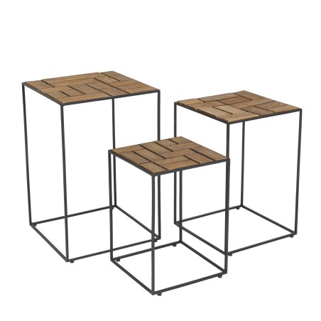 Set de 3 tables d'appoint gigogne en bois teck recyclé
