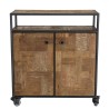 SIXTINE Brown Sideboard on Castors - Recycled Teak and Black Metal