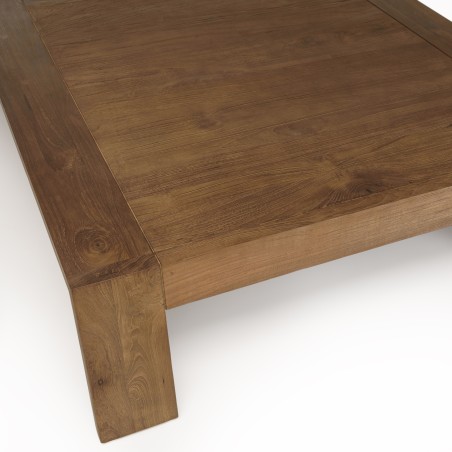 SIXTINE - Square Brown Coffee Table 115x100cm Teak Recycled Wood Legs