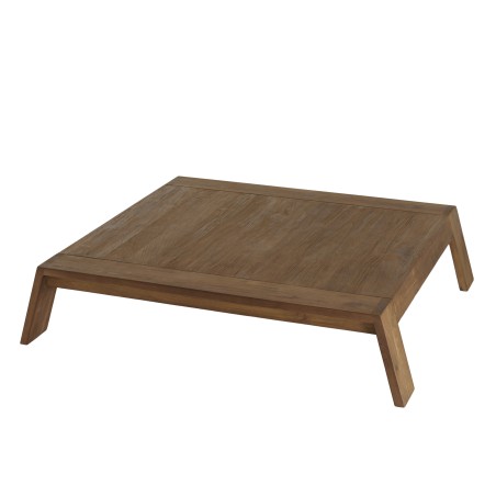 SIXTINE - Square Brown Coffee Table 115x100cm Teak Recycled Wood Legs
