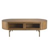 YSEULT - Oval Natural Wood Coffee Table with 4 Glass Drawers
