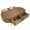 YSEULT - Oval Natural Wood Coffee Table with 4 Glass Drawers