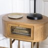 YSEULT Natural Wood Bedside Table - Retro Rounded Nightstand