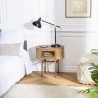 YSEULT Natural Wood Bedside Table - Retro Rounded Nightstand