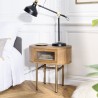 YSEULT Natural Wood Bedside Table - Retro Rounded Nightstand
