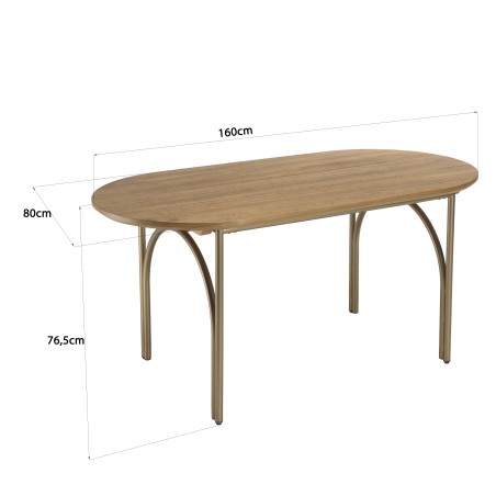 YSEULT Oval Dining Table 4 Person 160x80cm Natural Wood