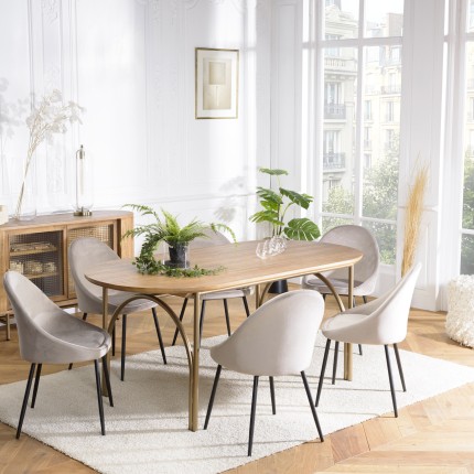 Table à manger ovale YSEULT 180x90cm bois peuplier