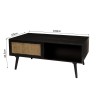 ANGELO Black Wooden Coffee Table with Drawers and Cane Finish