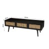 ANGELO Black Wooden TV Stand with 3 Drawers and Cane Finish