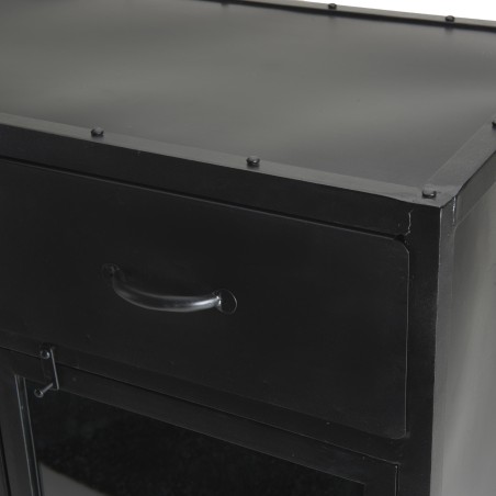 ROMAIN Industrial Black Metal Sideboard - 2 Doors, 2 Drawers