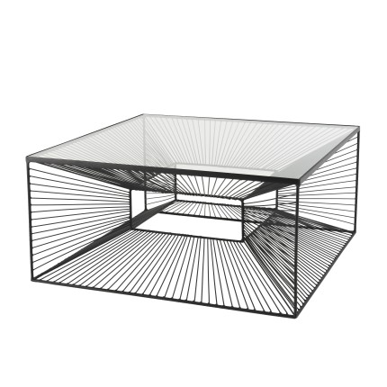 TOD - Square Coffee Table 80.5x80.5cm Black Metal Glass Top