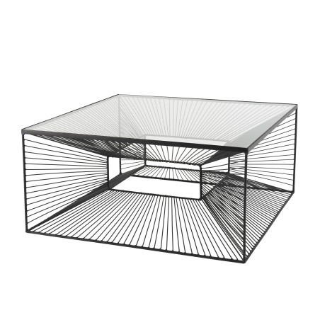 TOD - Square Coffee Table 80.5x80.5cm Black Metal Glass Top