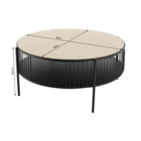 Table basse ronde TOD double plateau 80x80cm