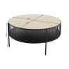 TOD Round Coffee Table Double Tray 80x80cm Metal Base Light Wood