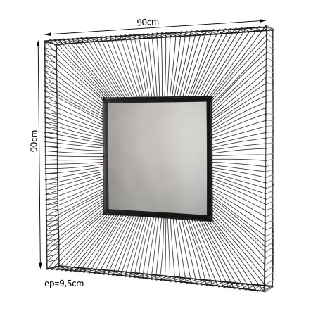 TOD - Square Black Metal Mirror 90x90cm