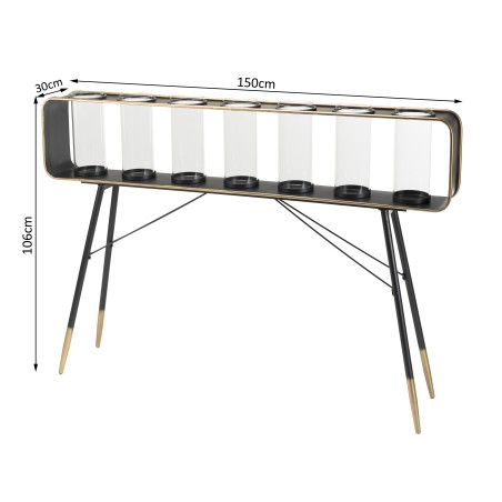 DORIA - Glass and Black & Gold Metal Candle Holders