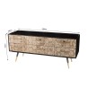 Meuble TV DORRIE noir 6 tiroirs scandi bois Sapin marqueté