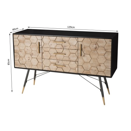 Buffet DORRIE noir 2 portes 3 tiroirs