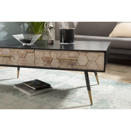 Table basse DORRIE noire rectangulaire 2 tiroirs