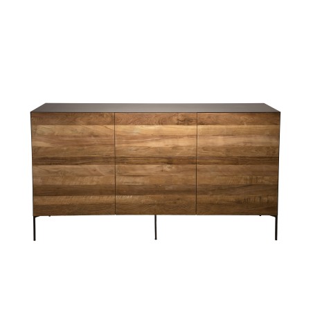 MAXENCE - Natural and Black Sideboard with 3 Doors | Recycled Teak Wood