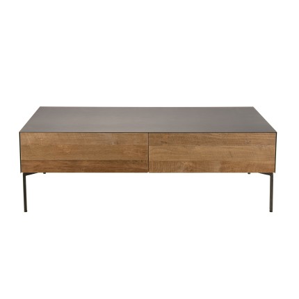 Table basse MAXENCE en teck recyclé et métal
