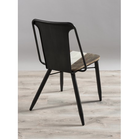 LEANDRE - Set of 2 Black Acacia and Steel Chairs