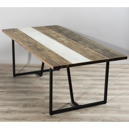 LEANDRE Rectangular Dining Table 200x100cm - Acacia Wood & Black Steel