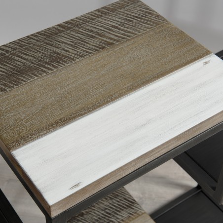 LEANDRE XL Black Shelf 100 x 170 cm - Acacia Wood and Steel