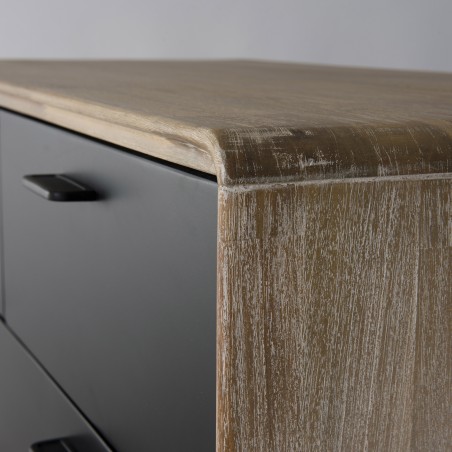 PALOMA 5-Drawer Chest - Acacia Wood and Black Metal