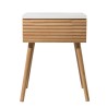 PEDRO Light Wood and White Bedside Table with Drawer