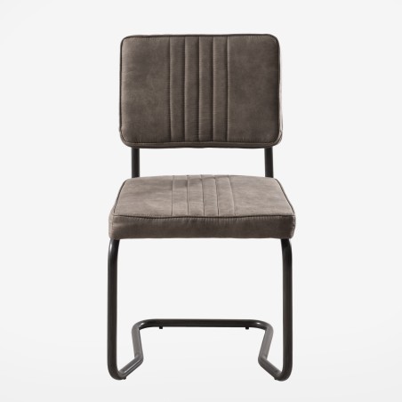 Lot de 2 chaises FANNY - Tissu taupe et métal noir