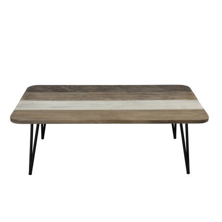 CARMEN Rectangular Coffee Table 120x70cm Acacia Wood Black Metal Legs