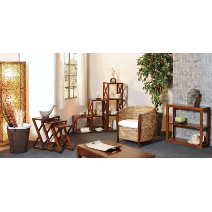 Étagère LORINE marron 4 cases 40 cm croisillons bois Mindi
