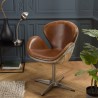 Fauteuil marron NEVADA vintage en cuir et aluminium