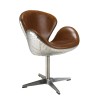 OCTAVE - NEVADA Vintage Brown Leather Armchair with Aluminum Legs