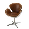 OCTAVE - NEVADA Vintage Brown Leather Armchair with Aluminum Legs