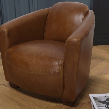 Fauteuil OCTAVE CHICAGO marron vintage
