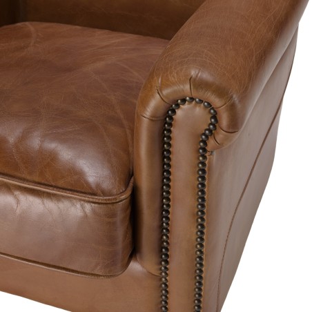 Fauteuil VERONE en cuir marron vintage - OCTAVE