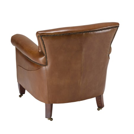 Fauteuil VERONE en cuir marron vintage - OCTAVE