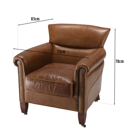 Fauteuil VERONE en cuir marron vintage - OCTAVE