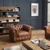 Fauteuil marron capitonné vintage OCTAVE