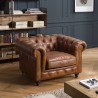 Fauteuil marron capitonné vintage OCTAVE