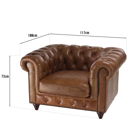 OCTAVE Vintage Brown Chesterfield Armchair | Baroque Style